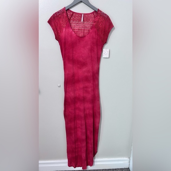 NWT Free People Strawberry Crochet Knit Bodycon Maxi Dress Small - Picture 4 of 8